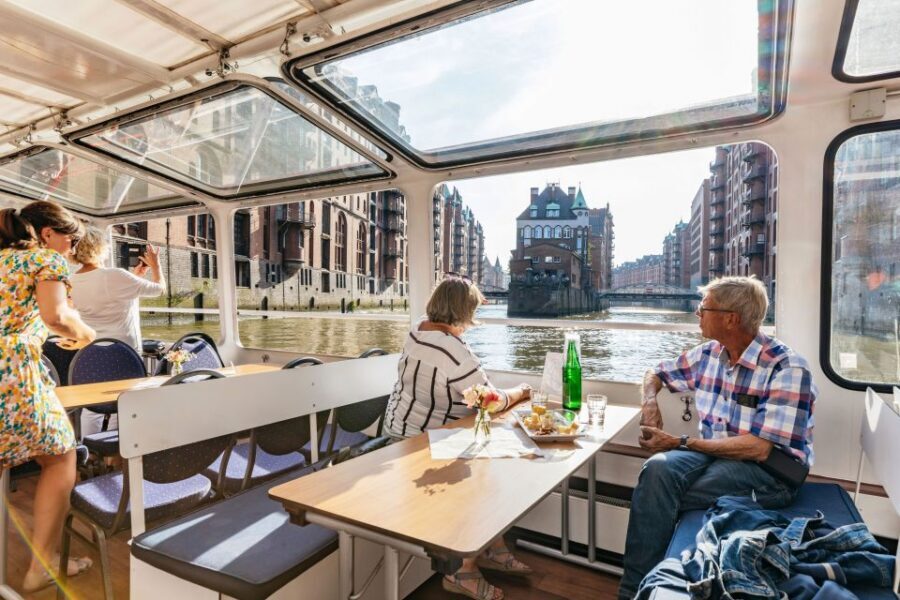 Hamburg: Harbor Cruise with Wine and Cheese - A Hamburg Harbor Sunset With Food in Hand